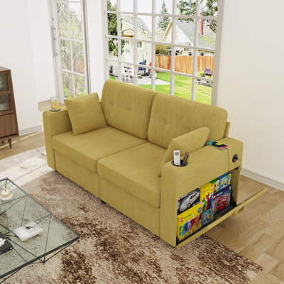3-Seat Sofa with Storage, Charging Station, and Cup Holders for Modern Living and Convenience.