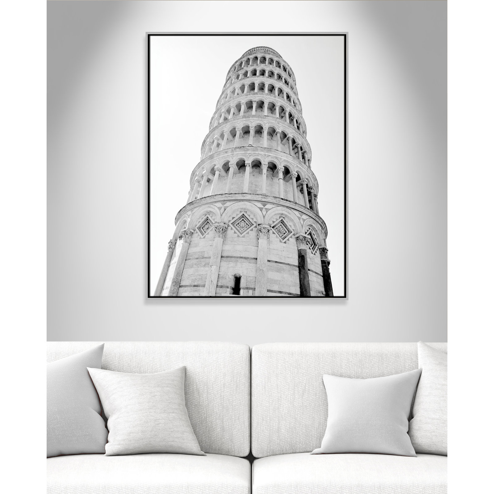 Iconic City Collection "Pisa" Print by Natalie Carpentieri, Silver Floater Frame, No, 41.5" H x 31.5" W x 2" D