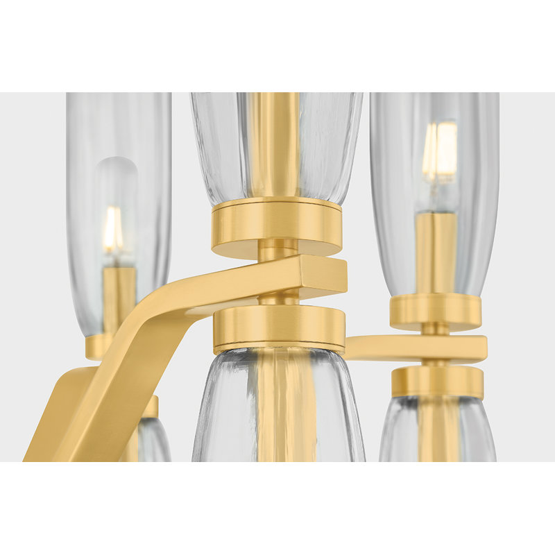 Lustre Harpswell en laiton vieilli, 12 lumières, H 28,25 po x l 25 po x P 25 po