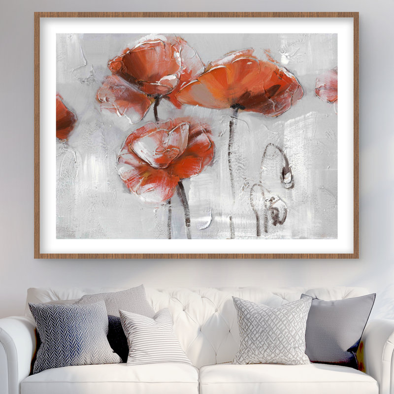 Red Flowers - Framed Matted Botanical Print for Home Decor
