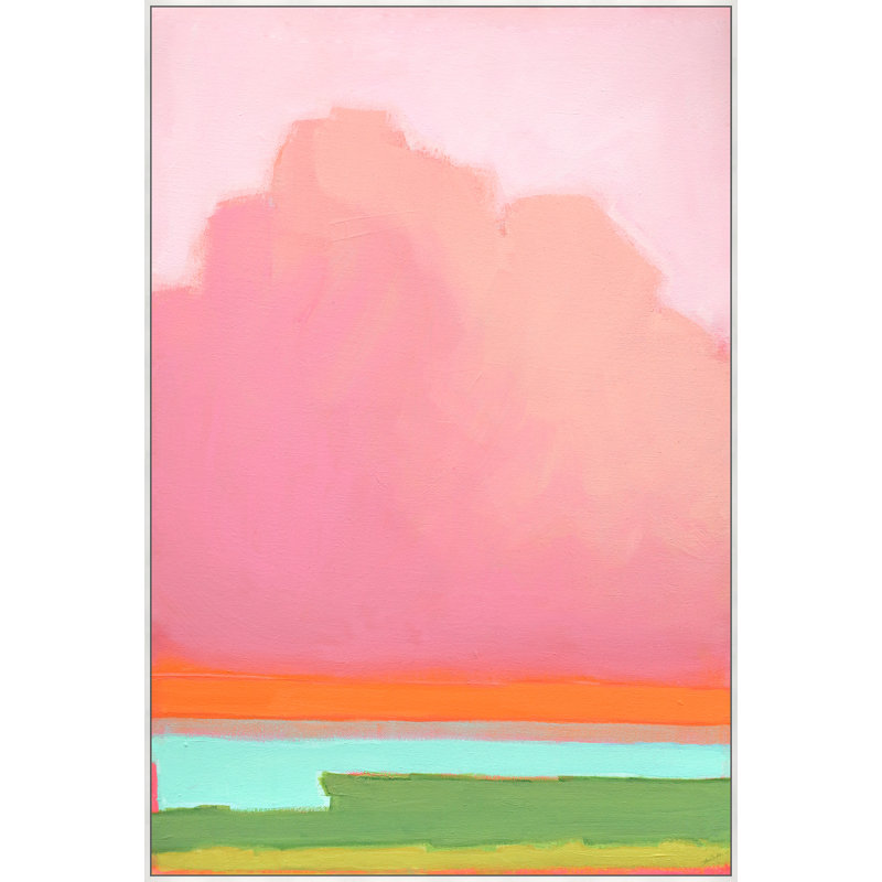 Ciel rose dans la soirée, Non, Toile avec cadre flottant blanc