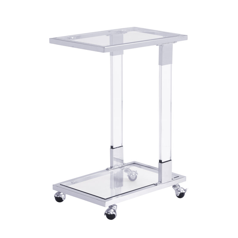 Glass Side Table, Acrylic End Table, Glass Top C Shape Square Table