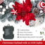 Guirlande de Noël illuminée de 1,80 m avec des nœuds rouges et des poinsettias