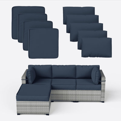 Ensemble de housse de coussin d'extérieur 9 po 9 pièces 9 pièces (ensemble de 3 sièges, 5 dossiers, 1 repose-pieds)