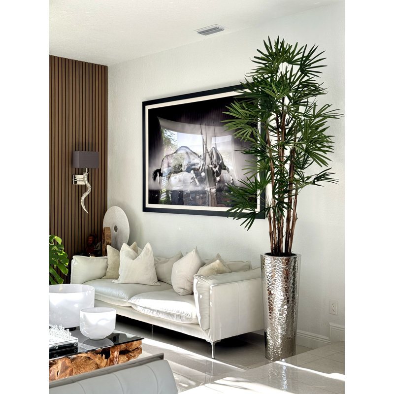 Lady Faux Palm Tree in Metal Planter