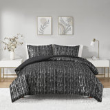  Metallic Print Faux Fur Comforter Set
