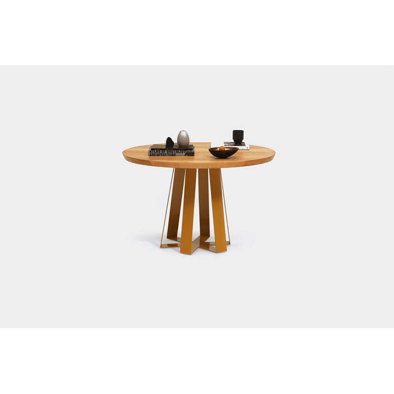 ARS Round Walnut Wood Dining Table, 48" W x 48" L