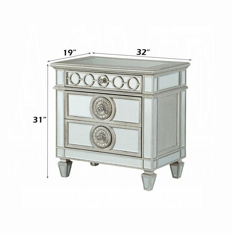 Table de chevet de luxe avec 2 tiroirs Glam, Clair