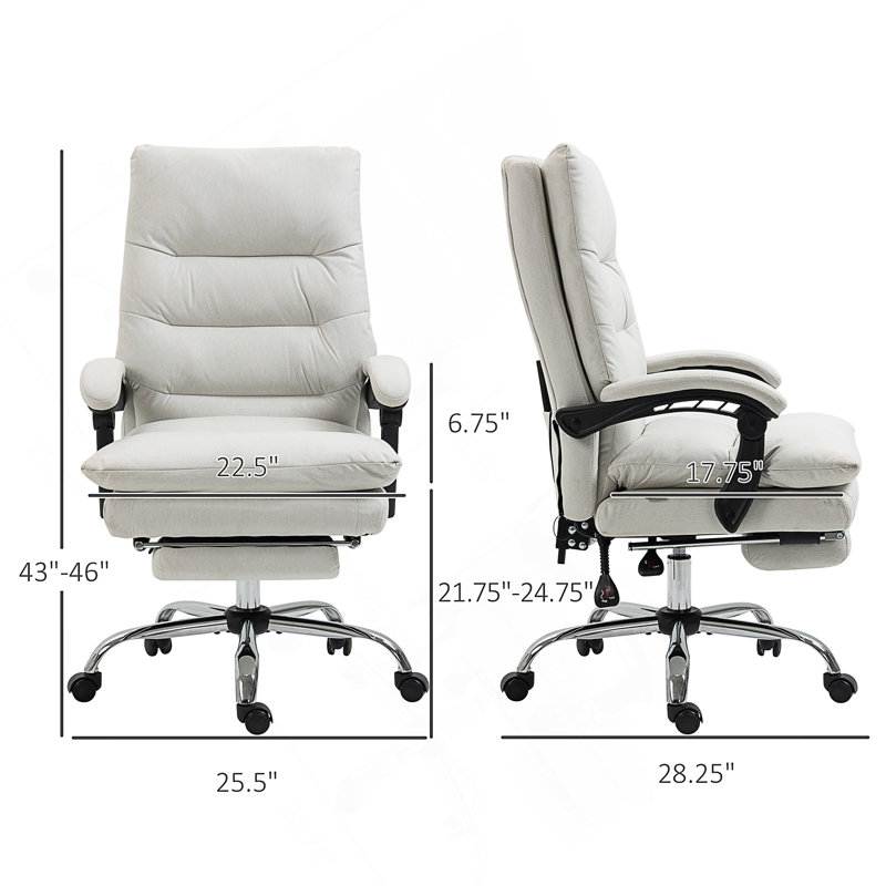 Fauteuil de massage avec fonction chauffante, inclinable et repose-pieds extensible pour un confort ultime., Blanc, crème