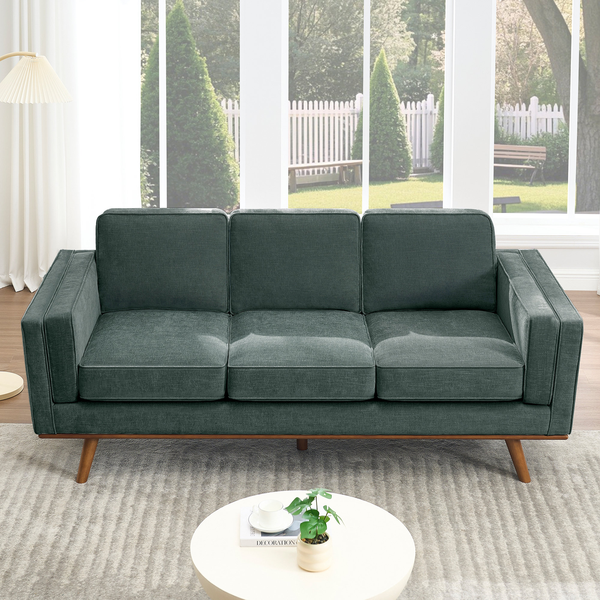 Estes 89.76'' Square Arm Sofa, Green