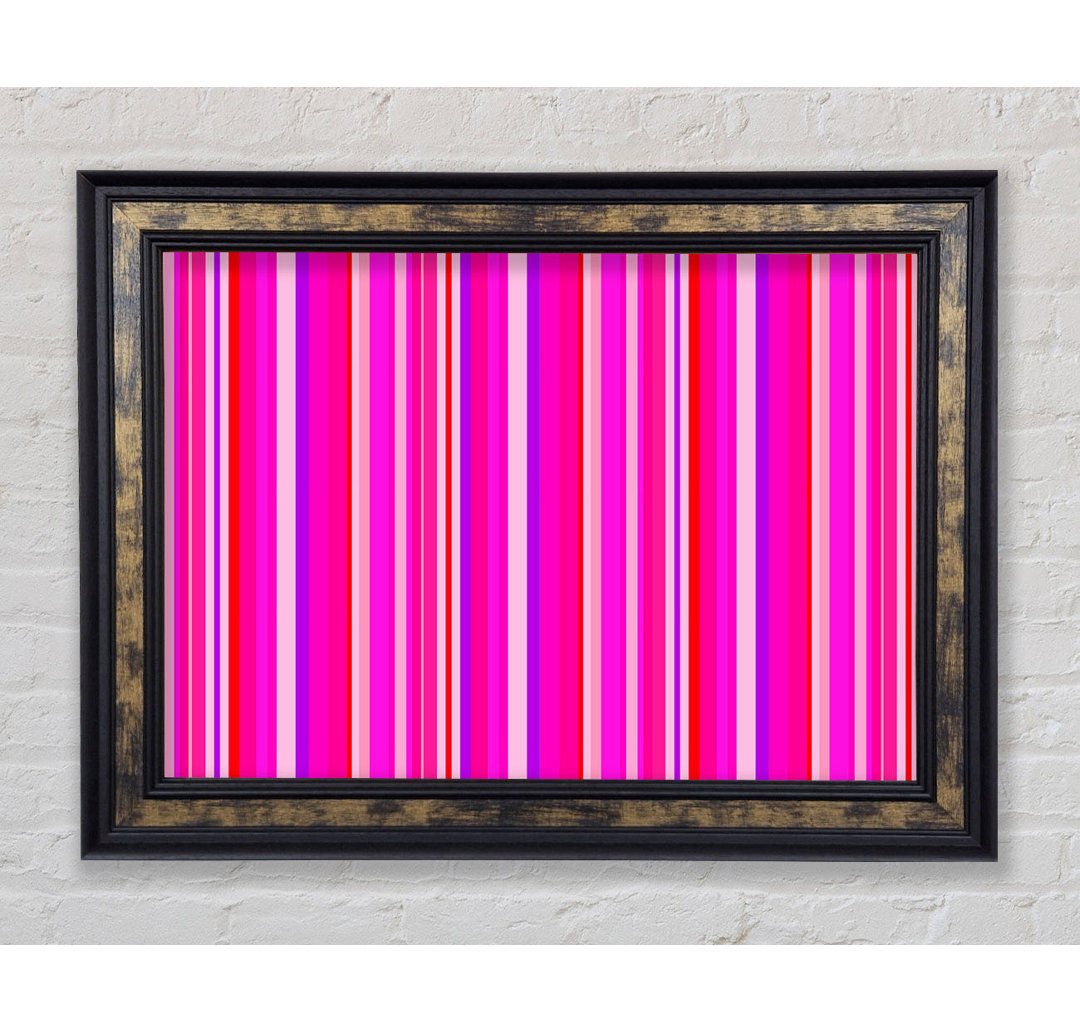 Retro Stripes Pink Gerahmter Druck