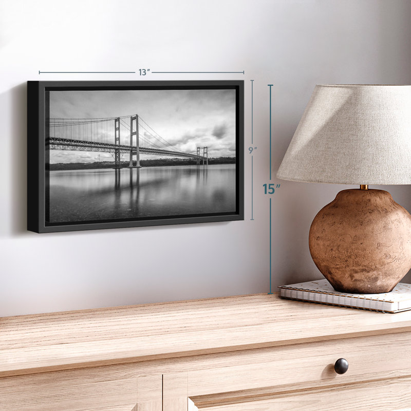 Tacoma Bridge Monochrome Canvas Print, 9" H x 13" W