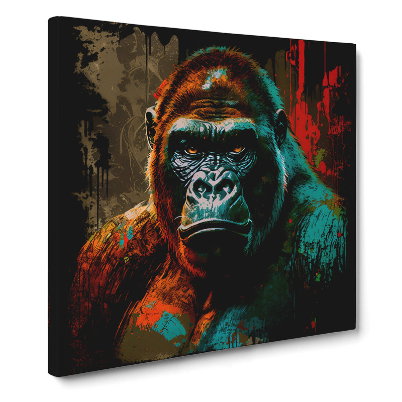 Gorilla Retro Art - Wrapped Canvas