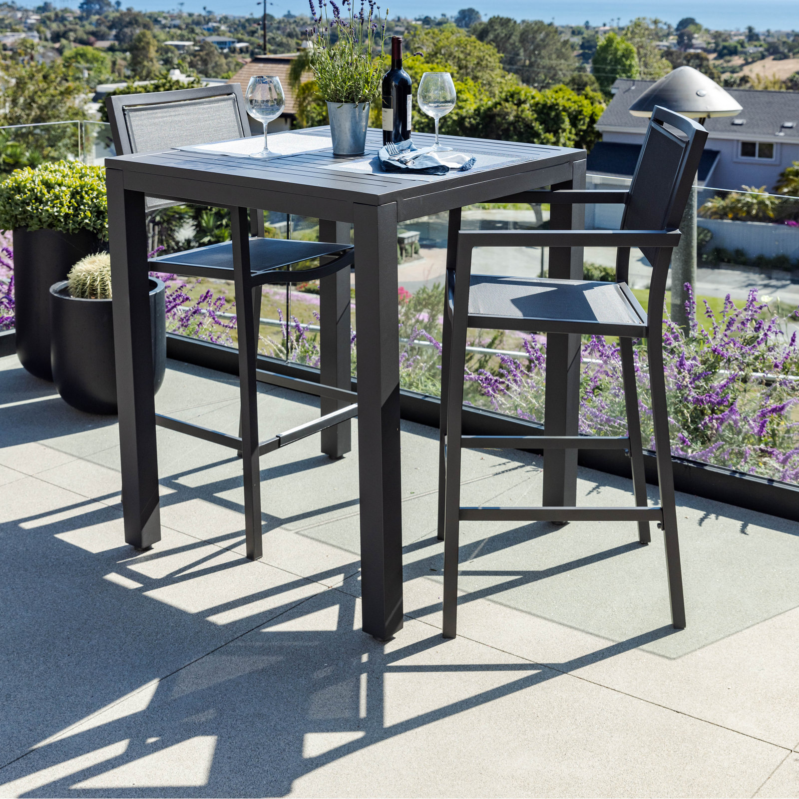 Poinsettia 36'' Outdoor Dining Table, Graphite, 41"H x 36"W x 36"W