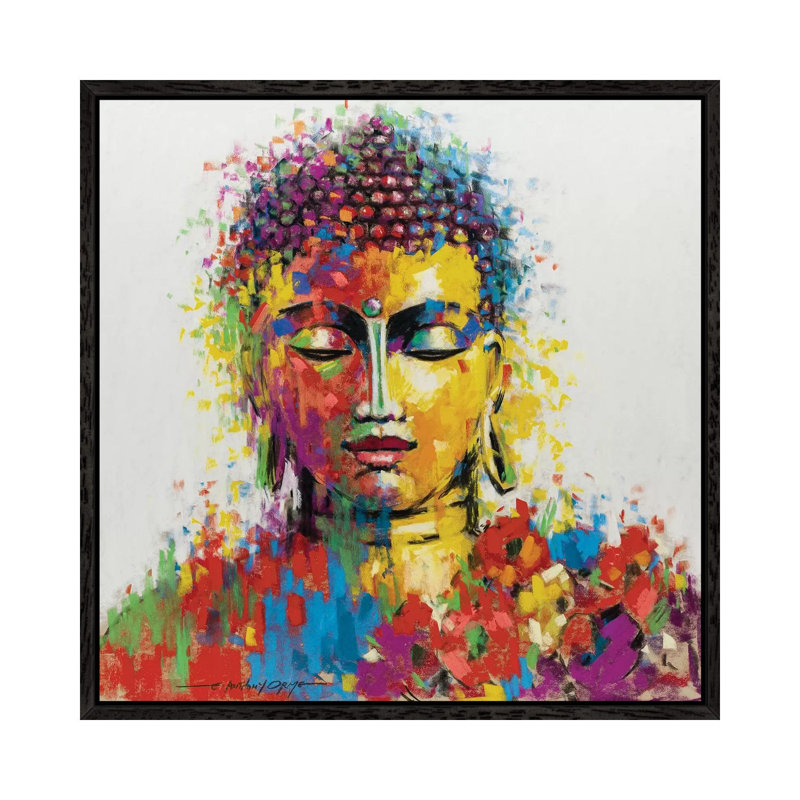 Buddha 1 Piece Wall Art on Canvas, 66.04 cm H x 66.04 cm W, Black Framed