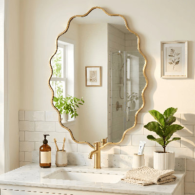 Miroir mural ovale en métal