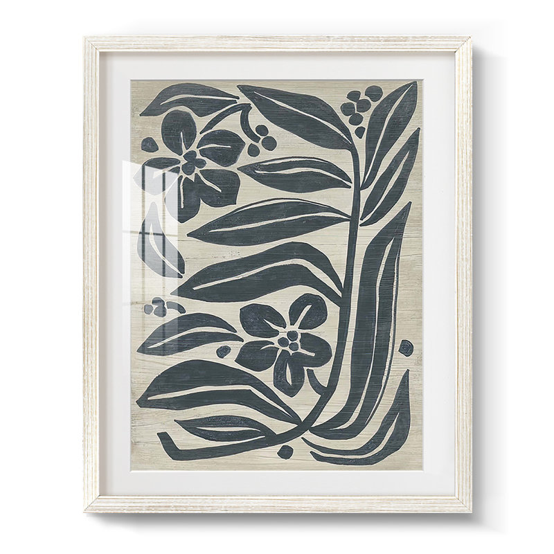 Island Folk Flowers I - impression encadrée, H 28,5 po x l 20,5 po, Blanc