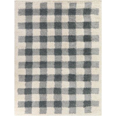 Tapis bleu à poils longs March Gingham