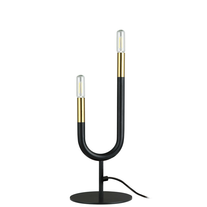 Lampe fantaisie en métal Waubun, Noir mat / laiton vieilli