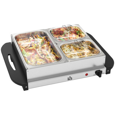 Electric 4.5L Electric Food Warmer Buffet Server with Lids Cool Touch Handles