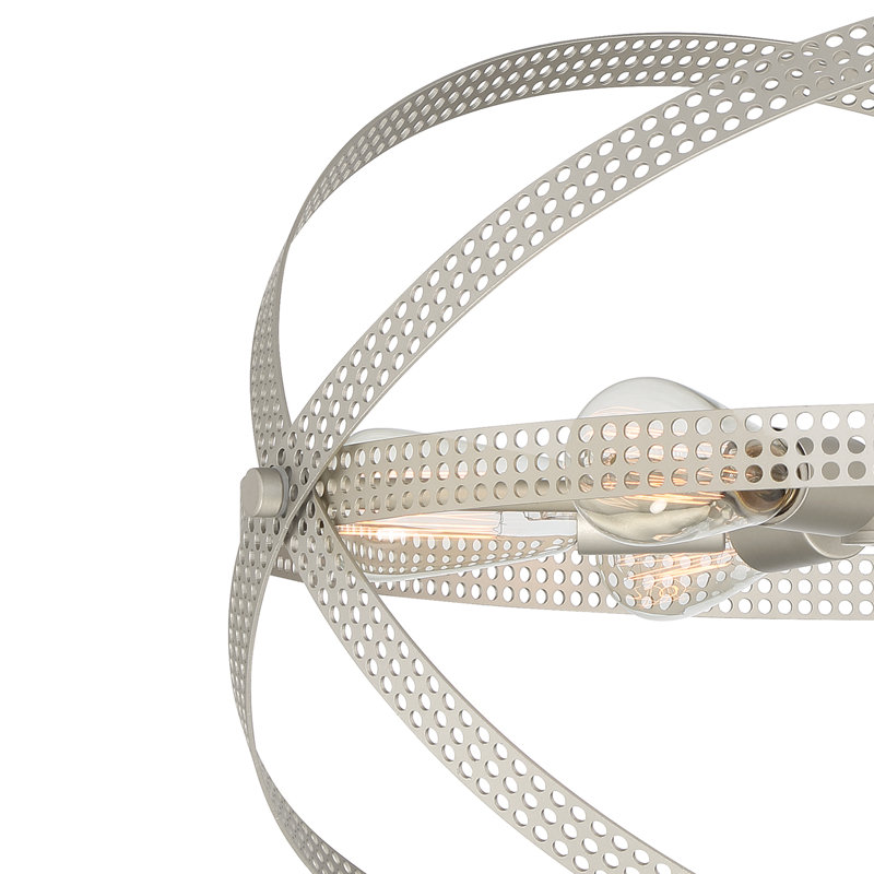 Luminaire suspendu sphérique unique à 6 lumières Baylynn, Argent antique