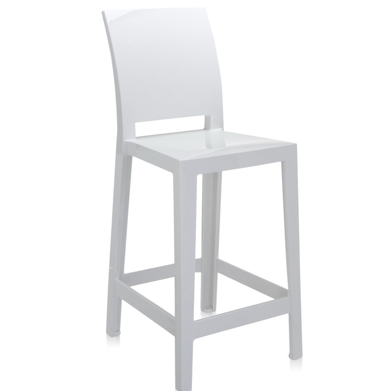 One More Veuillez tabouret, Tabouret de comptoir (siège d'une hauteur de 25,5, Blanc lustré