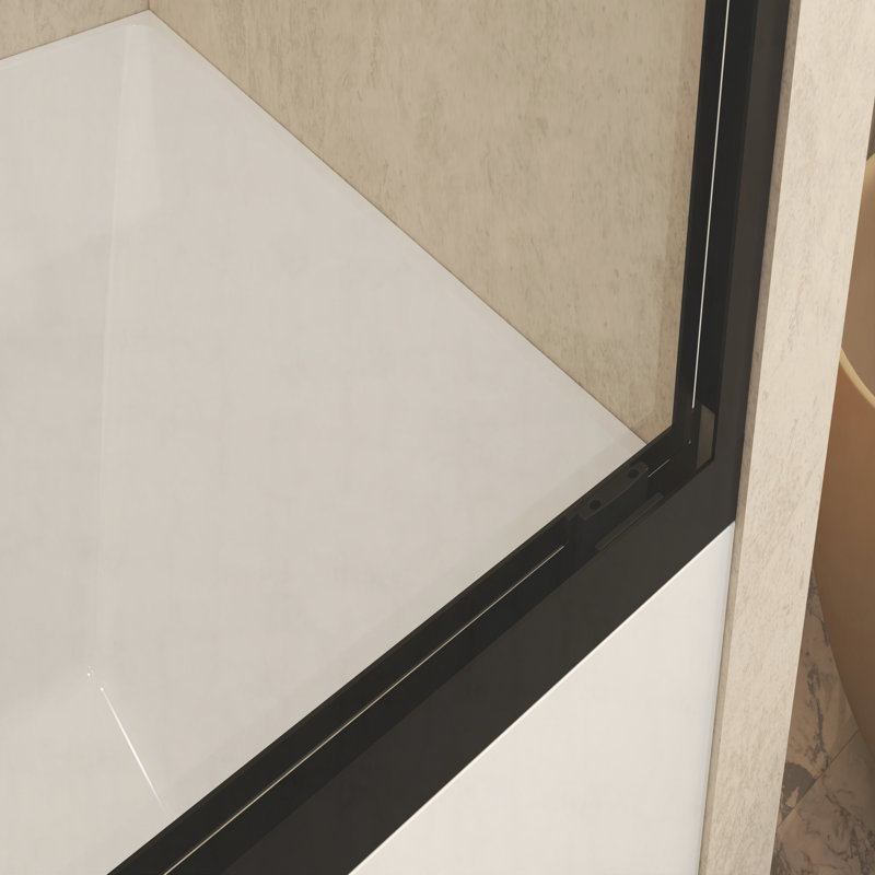 56-60" W × 60" H Tempered Glass with Explosion Proof Film, Aluminum Frame Double Sliding Shower Door, "1/4 (6 mm), Stainless Steel handle
