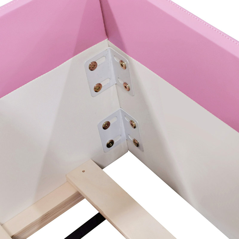 Structure de lit de jour rembourré avec clôture et escalier