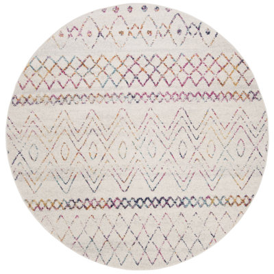 Christa Geometric Power Loom Ivory/Fuchsia Rug