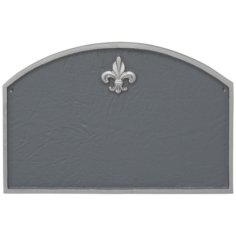 Plaque d’adresse murale sur 1 ligne fleur de lis, Gris / Argent, Oui