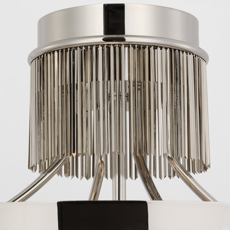 Sutton 32" Flush Mount With White Glass, 7.25" H x 21" W x 21" D, Polished Nickel