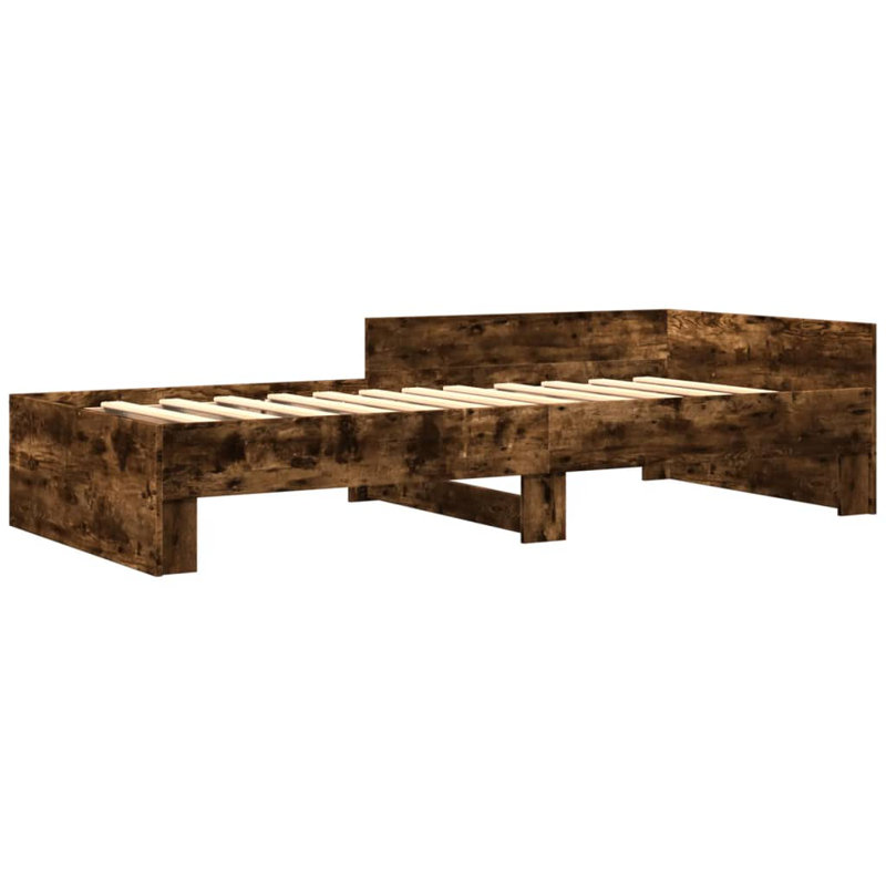Bed Frame Without Mattress Engineered Wood, Single (3'), Smoked Oak