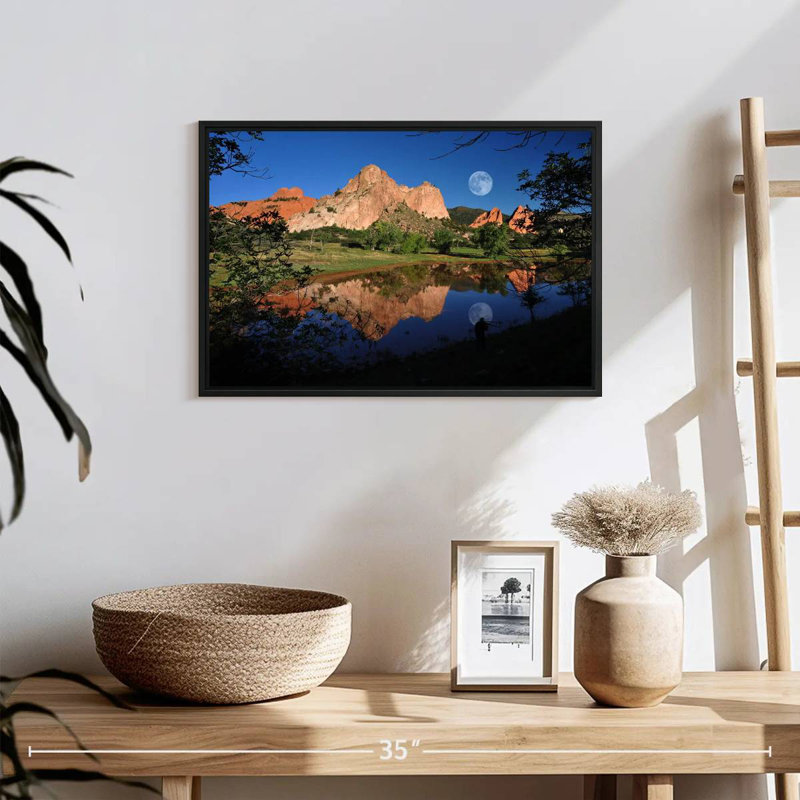 Jardin du lac des Dieux, 19 po x 13 po, Cadre flottant noir