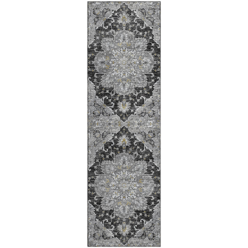 Premium Machine Washable Barayon AMF93 Gray Rug, Runner 2'3" x 7'6"