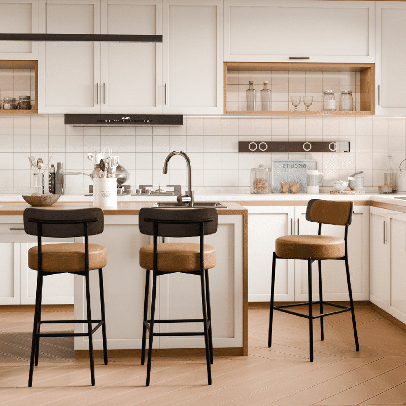 Ensemble de fauteuils de comptoir rembourrés pour îlot de cuisine 24 po., Brun