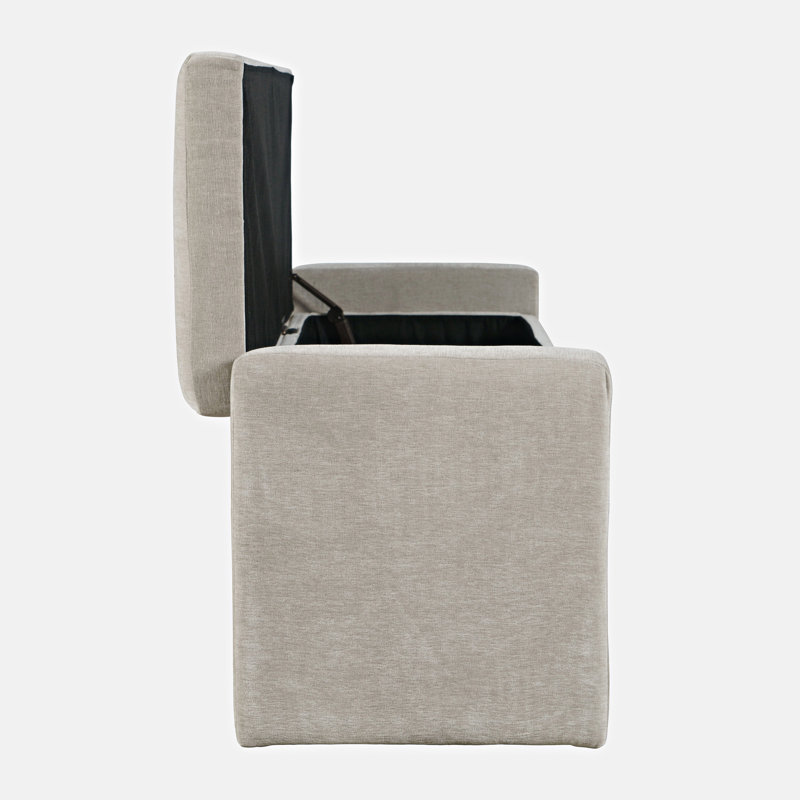 Banc de rangement rembourré Sharpay, Gris Braun