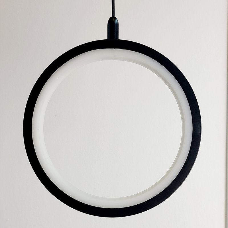 Luminaire suspendu géométrique à 1 lumière Lauri, H 6,3 po x l 6,3 po x P 0,8 po, Noir mat