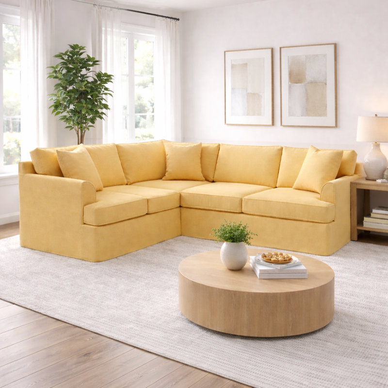 Conradina 2-Piece Slipcovered Sectional, Cruise Adrift, Bayou Sunshine Canvas