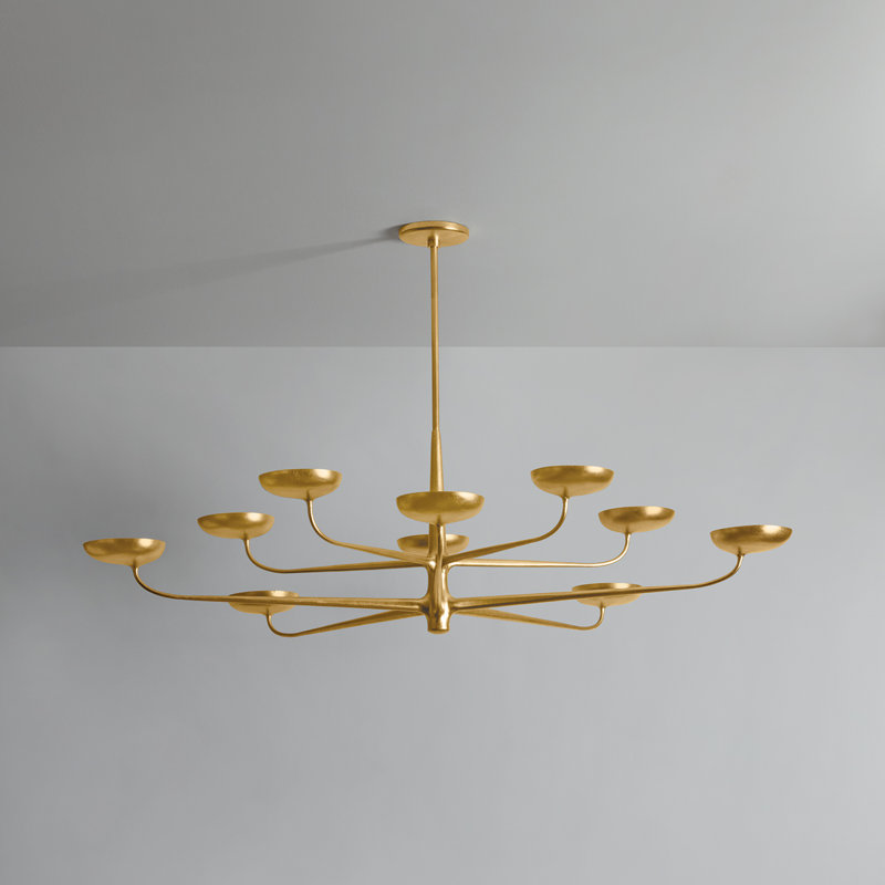 Taormina Chandelier in Vintage Gold Leaf, 10 Lights, 17.25" H x 63" W x 63" D