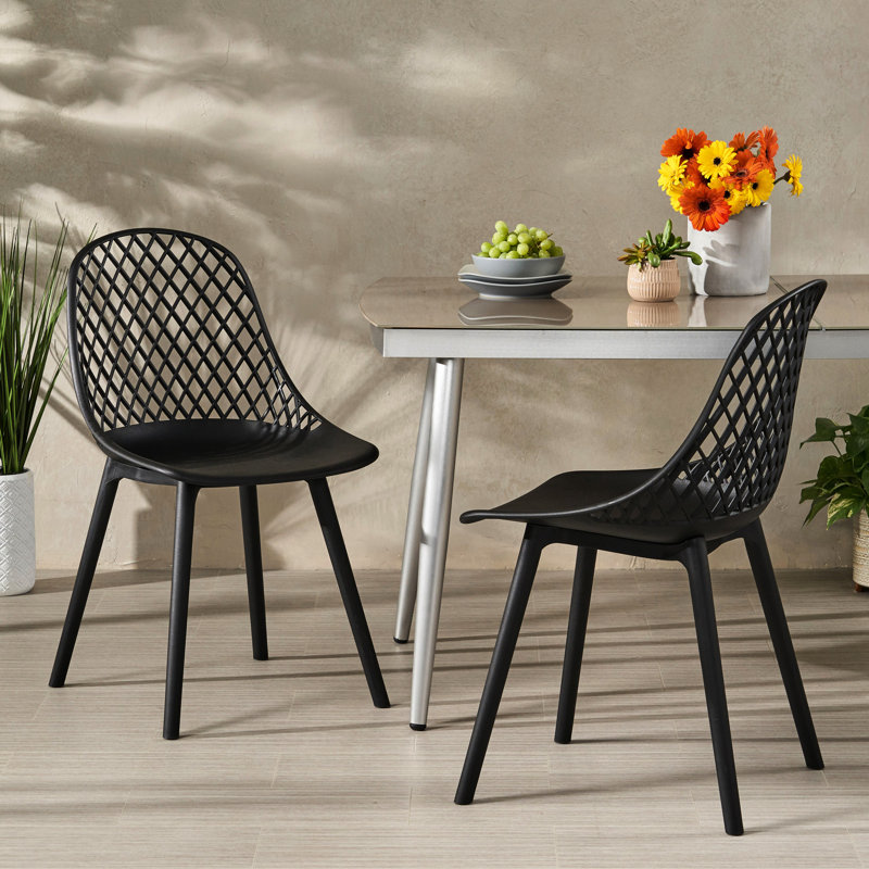 Outdoor Chair - Lily Chair In Black Polypropylene With Construction And Stylish Look, 32.6 In. Height Seating Stable Structure Feature, 27.5 Package Depth, 21.31 Width