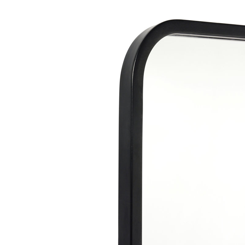 Arelly Wall Mount Shatterproof Rectangular Accent Wall Mirror with Metal Frame and Rounded Corners, 40" x 30", Black