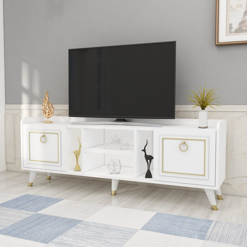 Bardhyle TV Stand for TVs up to 55", White;Gold