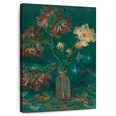 Harnek bouteille avec pivoines et delphiniums