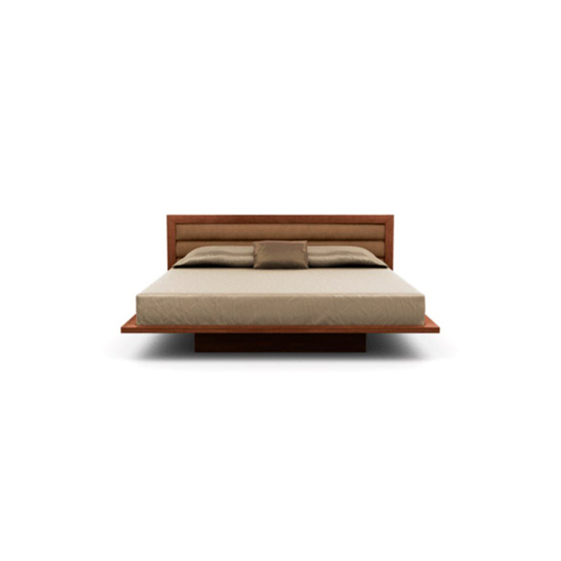 Lit 29 po avec tête de lit tapissier Moduluxe, Cerisier selle / blanc, Grand