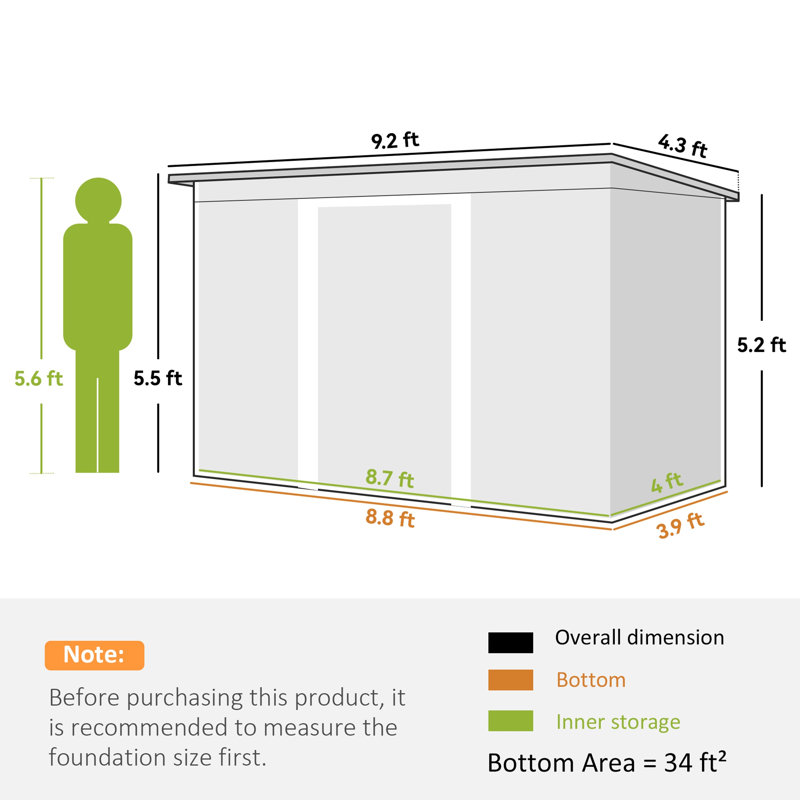 Abri de jardin en métal pour rangement extérieur, Green