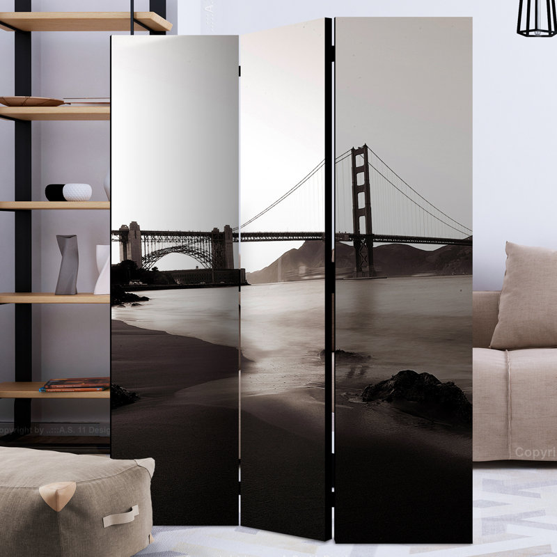 Nazaret 172cm H Solid Wood Folding Room Divider, 3