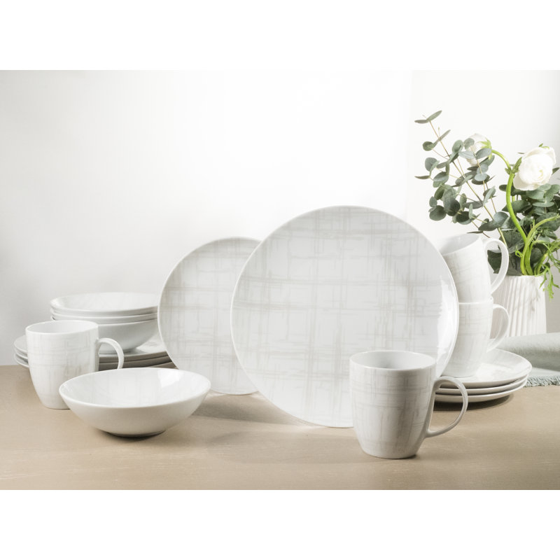 Shabby Chic Porcelain China Dinnerware Set 16 Piece - Service for 4