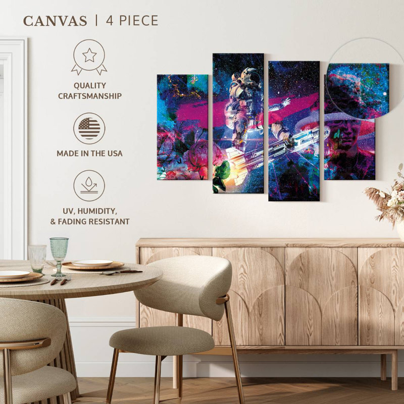 Oberle Astronaut And Peonies, 22" H x 36" W