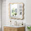 Miroir ondulé en bois massif - Miroir de meuble-lavabo en bois naturel 31 po x 31 po, décoration murale moderne-1214229783-1214229803