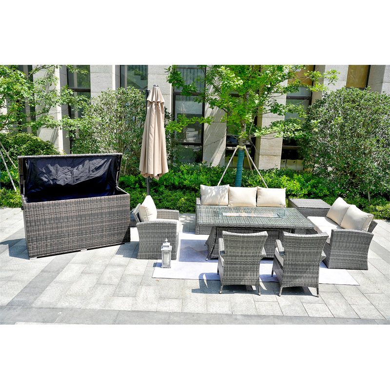 Aevin Rectangular 8 - Person 71" Long Dining Set with Cushions